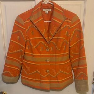 Coldwater Creek Orange Patterned Blazer
